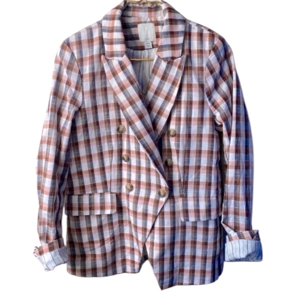 JOIE x ANTHROPOLOGIE Anilah Double Breasted Stripped Blazer Jacket Sz. M - Picture 6 of 8
